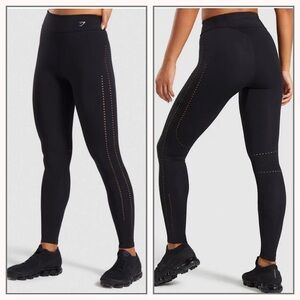 Gymshark Laser Cut Black Workout Leggings Athlesure Gym Woman’s Sz XS